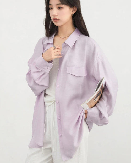 Single-Breasted Loose Long-Sleeved Shirt