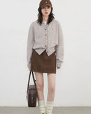 Relaxed Knit Cardigan With Round Neck