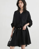 Ruffled V-Neck A-Line Midi Dress
