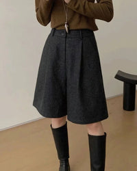 High Waist Loose Pockets Straight Shorts