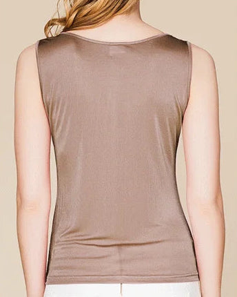 Silk-Viscose Jersey O-Neck Knit Sleeveless Tank Top