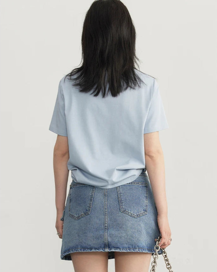 Solid Cotton Relaxed Crew Tee