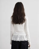 High-Neck Slim-Fit T-Shirt With Spliced Hem
