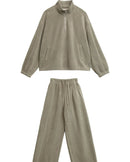 Granular Velvet Stand-Collar Two-Piece Set