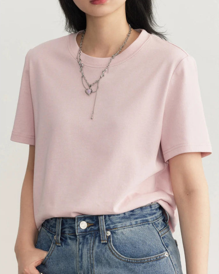 Solid Cotton Relaxed Crew Tee