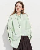 Loose-Fit Cotton Stand-Collar Shirt