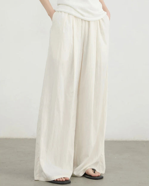High-Waist Pleated Wide-Leg Trousers