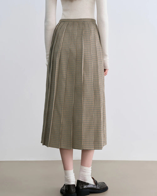 Plaid Pleated A-Line Skirt