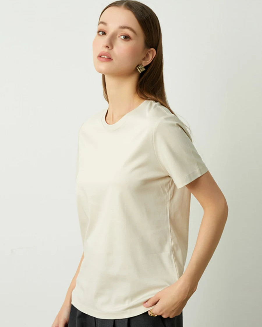 Silk-Cotton-Modal O-Neck Short Sleeve Tee