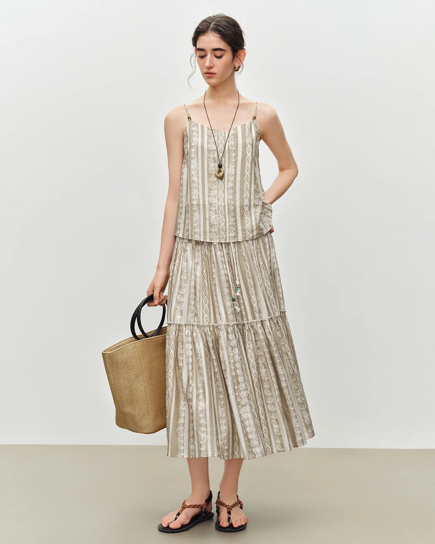 V-Neck Vest And Skirt Set