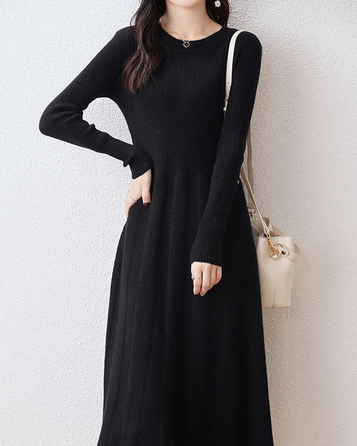 Merino Wool Knitted Sweater Dress