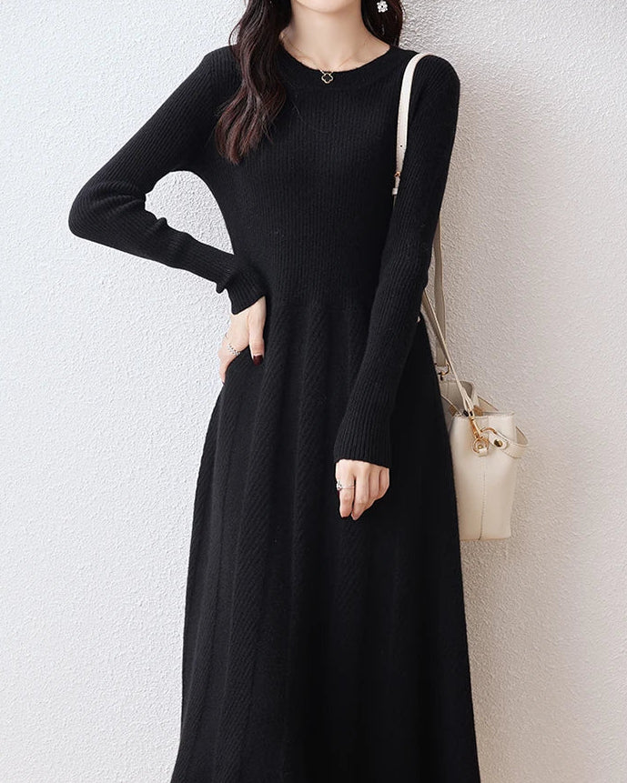 Merino Wool Knitted Sweater Dress
