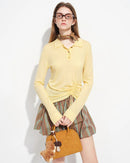 Polo Collar Knit Pullover Top