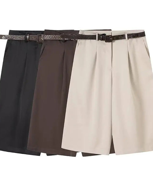 Pleated High-Waisted Shorts