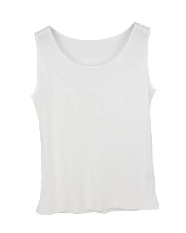 Silk-Viscose Jersey O-Neck Knit Sleeveless Tank Top