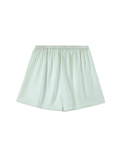 Mulberry Silk Satin Elastic-Waist Shorts