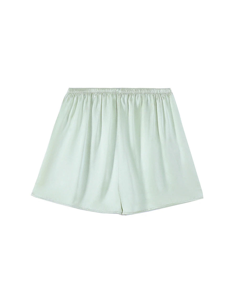 Mulberry Silk Satin Elastic-Waist Shorts