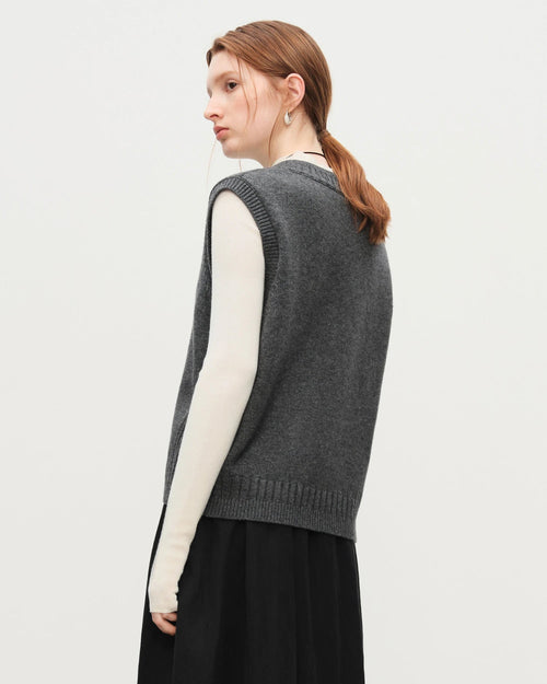 Wool Knit V-Neck Sleeveless Vest
