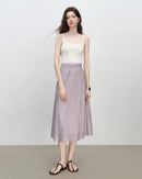 Natural Waist Bias-Cut Midi Skirt