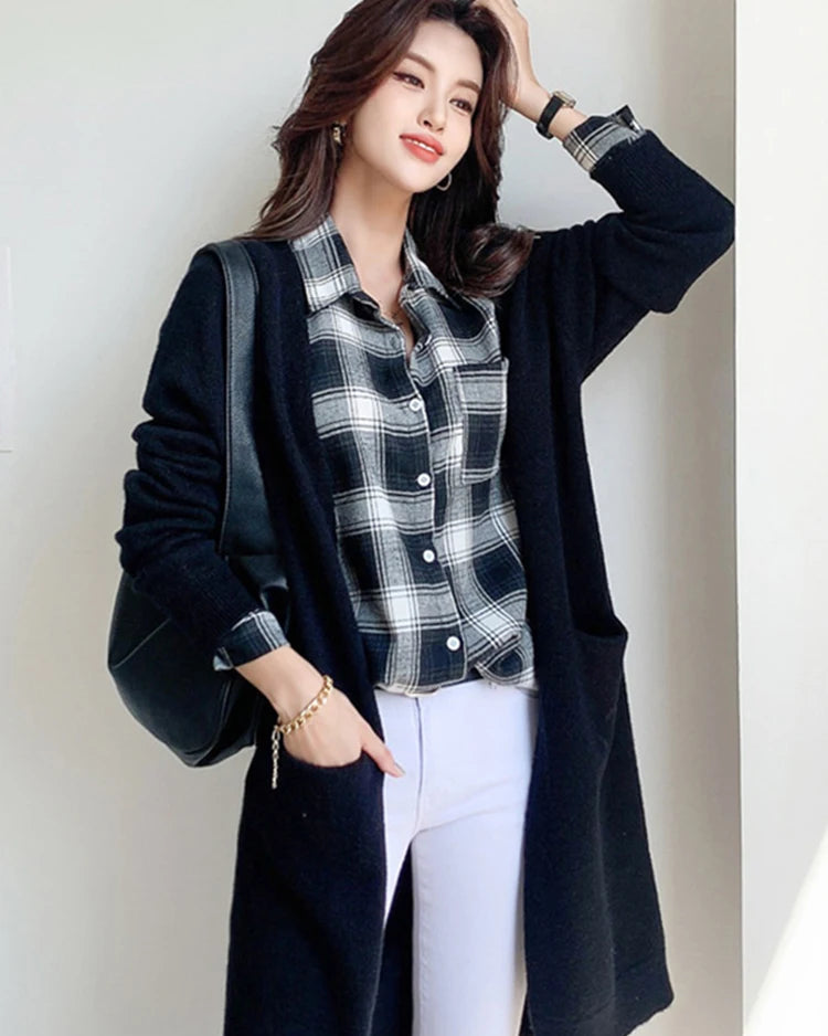 Relaxed Open-Front Knitted Longline Cardigan