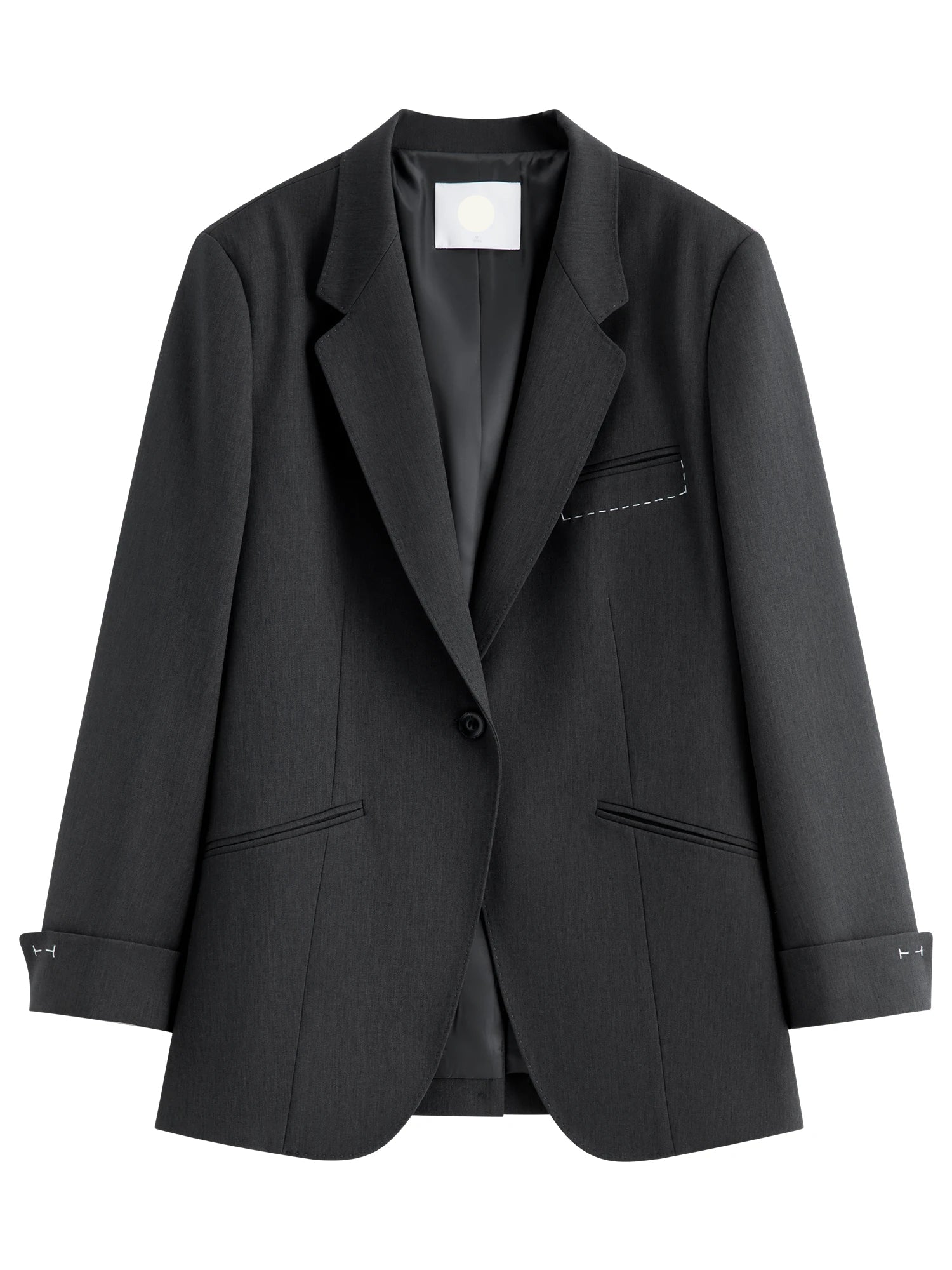 Loose-Fitting Single-Breasted Lapel Suit Jacket