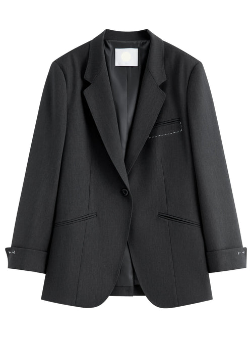 Loose-Fitting Single-Breasted Lapel Suit Jacket