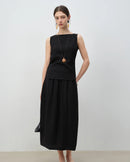 Linen Blend Sleeveless Crew Neck Vest