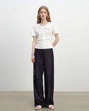 Mid-Rise Straight-Leg Wide-Leg Pants