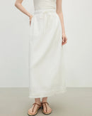 Loose-Fit Solid-Color A-Line Knit Skirt