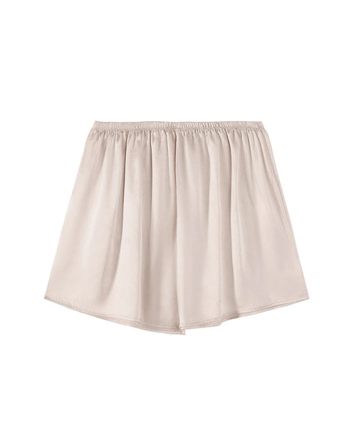 Mulberry Silk Satin Elastic-Waist Shorts