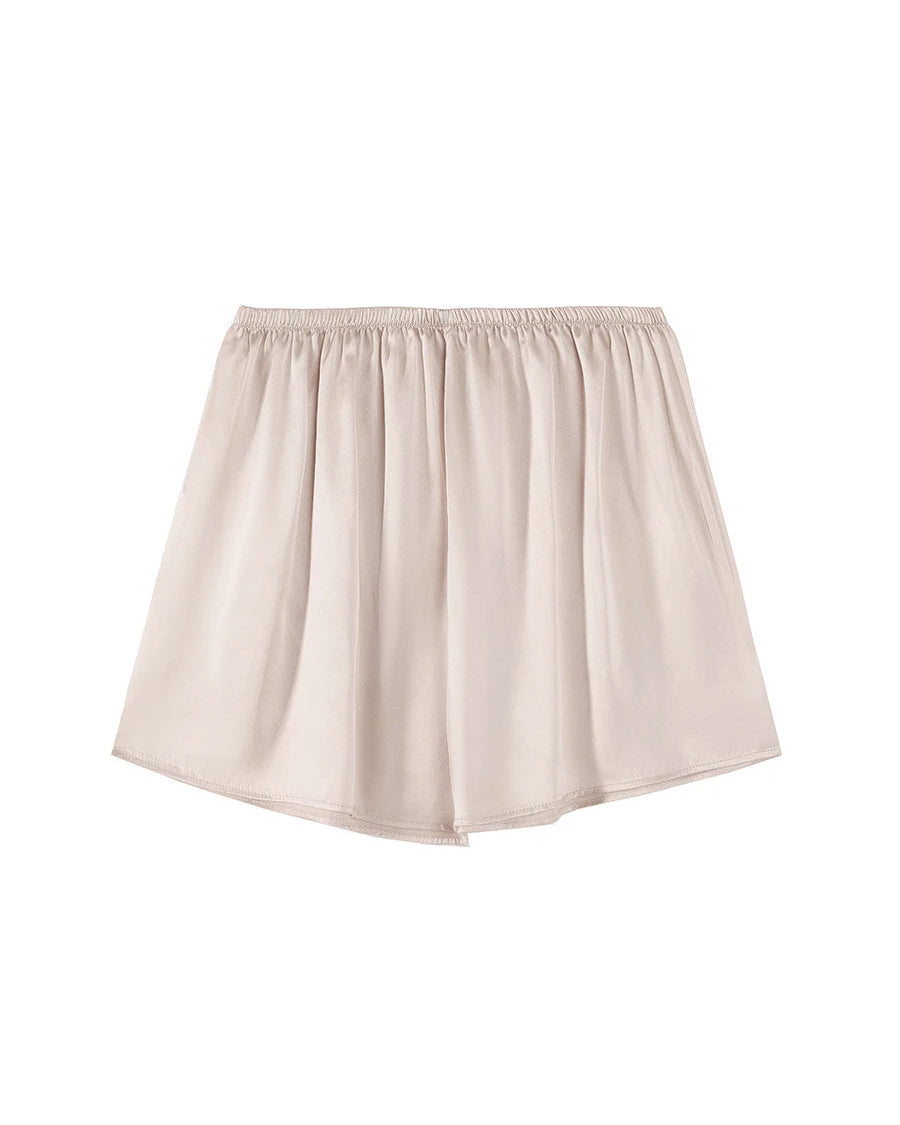 Mulberry Silk Satin Elastic-Waist Shorts