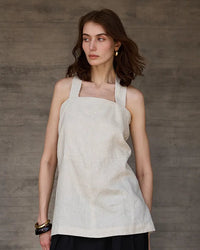Sleeveless Linen Backless Halter Top