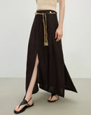 Tencel-Linen A-Line Midi Skirt