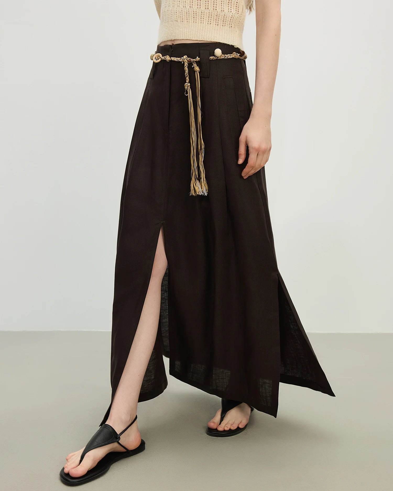 Tencel-Linen A-Line Midi Skirt