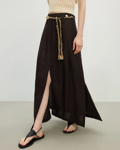 Tencel-Linen A-Line Midi Skirt