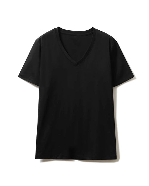 Silk-Cotton-Modal V-Neck Short Sleeve Tee