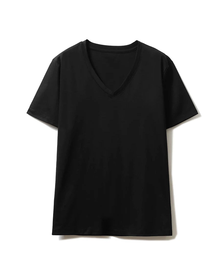 Silk-Cotton-Modal V-Neck Short Sleeve Tee