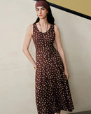Polka Dot Chiffon Bias-Cut Dress