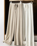 Ribbed Knitted Wide Leg Wool Pants