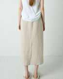 Loose-Fit Linen A-Line Skirt With Tie Waist