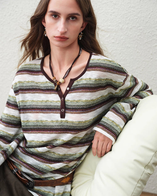 Loose-Fit Drop-Shoulder Striped T-Shirt