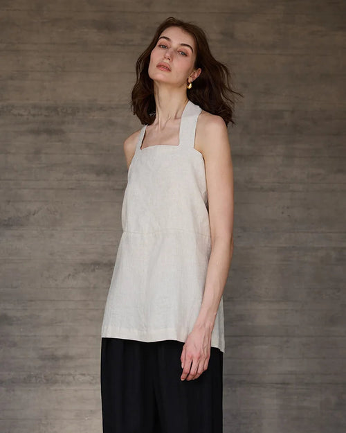 Sleeveless Linen Backless Halter Top