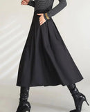 Casual High-Waisted Belted Pocket A-Line Slit Skirt
