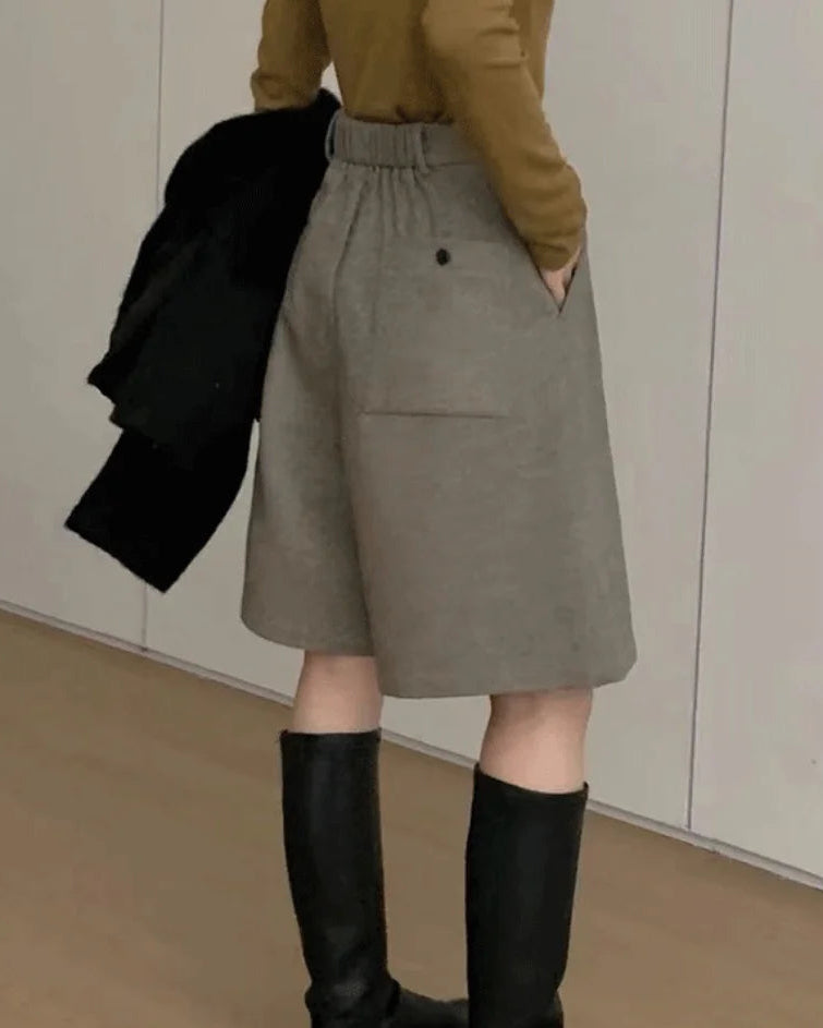 High Waist Loose Pockets Straight Shorts