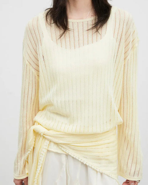 Hollow-Out Slant Shoulder Knit Top