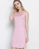Knitted 30% silk & 70% viscose sleeveless slip dress. Lightweight, breathable mini silhouette in 4 solid colours — perfect for layering or sleepwear.