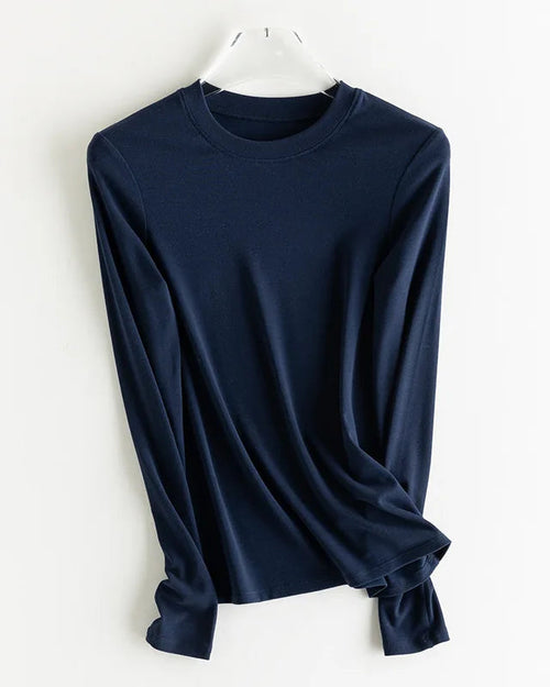 Wool-Blend Long-Sleeve O-Neck Tee
