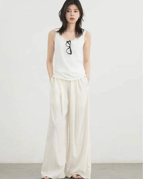 High-Waist Pleated Wide-Leg Trousers