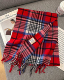 Checked 100% Wool Scarf With Fringed