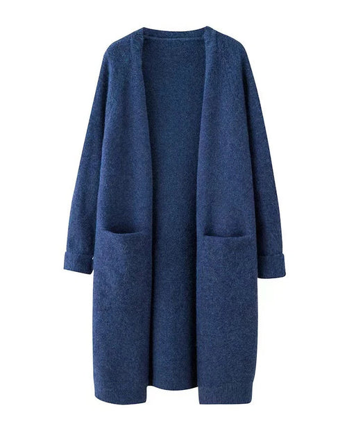 Relaxed Open-Front Knitted Longline Cardigan